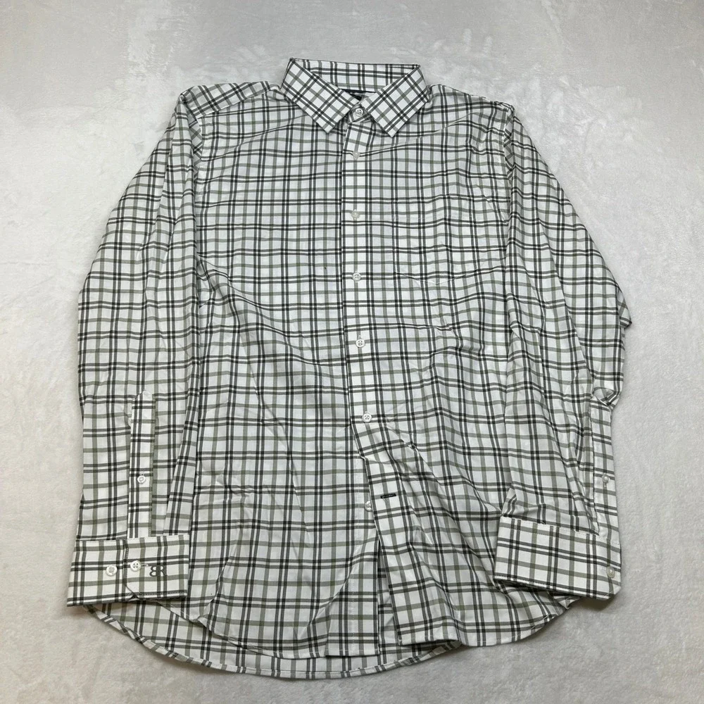 Banana‎ Republic Slim Fit Shirt Mens Large Green Plaid Button Down Long Sleeve